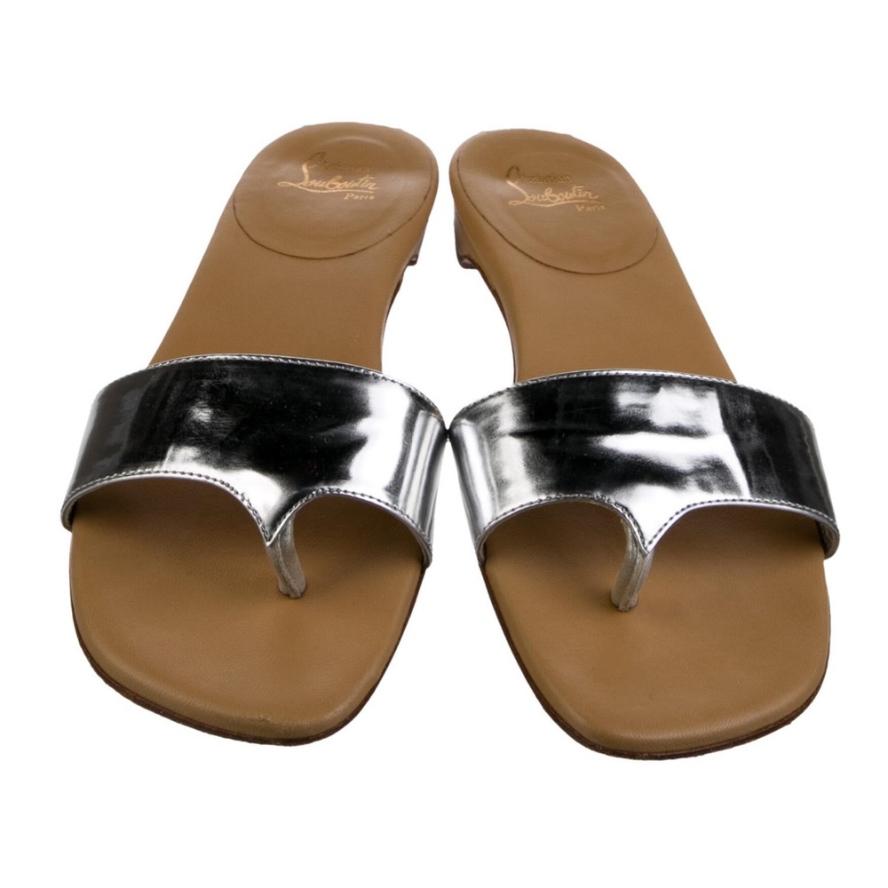 Christian Louboutin patent leather slides
